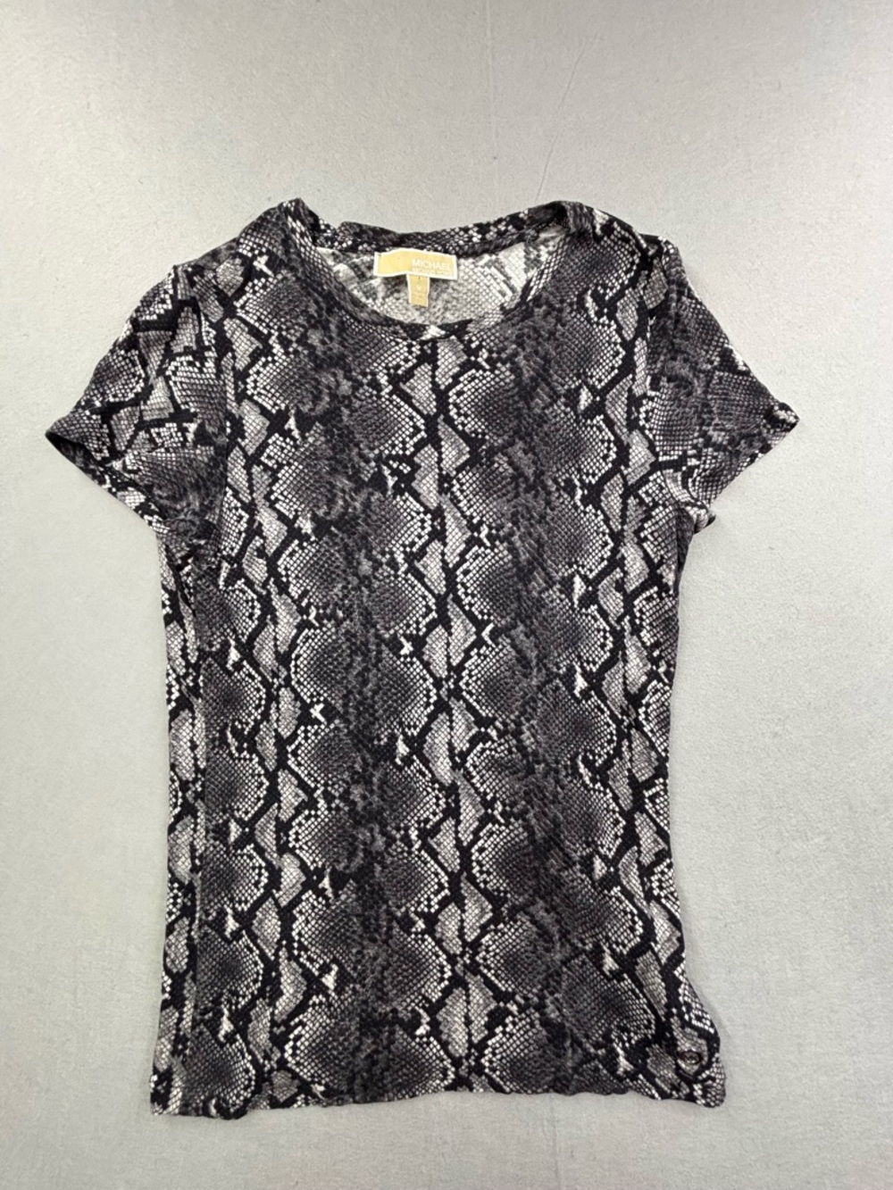Michael Kors Black and Gray Snake-Print‎ Short Sleeve Tee